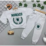 Kids Face Özel Tasarım Monaco Baskılı Şardonlu Kışlık Dış Mekan Erkek Çocuk Eşofman Takımı - 3 Yaş - Gri
