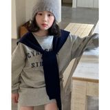 Kids Face Özel Tasarım Motto Baskılı 3 Iplik Kışlık Bisiklet Yaka Kız Çocuk Şık Sweatshırt Etek Takımı - Gri - 4 Yaş