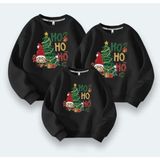 Kids Face Özel Tasarım Noel Baba Ho Ho Ho Yılbaşı Baskılı Aile Kombini Sweatshırt.1 Adet Fiyatıdır - Siyah - 10 Yaş