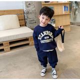 Kids Face Özel Tasarım Stanford Baskılı Pamuk 3 Iplik Şardonlu Tam Kışlık Erkek Çocuk Eşofman Takımı - 1 Yaş - Lacivert