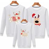 Kids Face Özel Tasarım Yılbaşı Şapkalı Geyik Ailesi Baskılı Kışlık Aile Kombini Sweatshirt.1 Adet Fiyatıdır - Beyaz