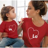 Kids Face Özeltasarım Lo ve Kalp Baskılı Şık Anne-Kız Çocuk Kombini T-Shırt.1 Adet Fiyatıdır. - Kırmızı - 12XL