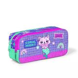 Kids İki Bölmeli Kız Çocuk Pembe Mor Kedi Unicorn Kalem Çantası Kalemlik