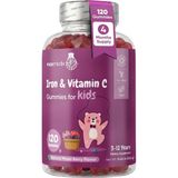 Kids Iron With Vitamin C Gummies 120 Ct | Supports Iron Deficiency, Blood, Energy & Immune Health (4 Month Supply), 7mg Fe + 10MG Vit C | Pectin-Based Kids Iron Supplement