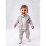 Kids Kingdom Pamuklu Ceketli Papyonlu Erkek Bebek 4'lü Takım - 0 - 3 Ay - Gri