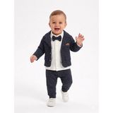 Kids Kingdom Pamuklu Ceketli Papyonlu Erkek Bebek 4'lü Takım - 0 - 3 Ay - Lacivert