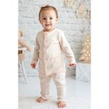 Kids Little Store Pembe Ekru Pamuk Hırka Pantolon Takım (3-24 Ay) - 9 - 12 Ay