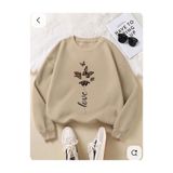 Kids Love Kelebek Baskılı Kız Kışlık Çocuk Sweatshirt Bej
