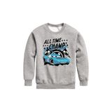 Kids Mavi Araba Baskılı Erkek Kışlık Çocuk Sweatshirt Gri