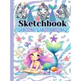Kid's Sketchbook for Drawing (8.5x11in): Cute Mermaid Doodle and Sketch Notebook for Girls Ages 4-12