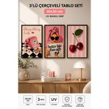 kids town Cherry Pink Retro 3'lü Çerçeve Görünümlü MDF Tablo Seti 20x30 cm | Moda, Kiraz ve Vintage Duvar Dekoru