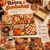 Kids Town Retro Sonbahar 6’lı Bardak Altlığı Seti – 70’ler Temalı Uv Baskılı 3 mm Mdf Dekoratif Altlık - 6 Adet