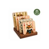 kids town Stand Hediyeli Ahşap Bardak Altlığı 4'lü Set | 3 mm MDF UV Baskılı Dekoratif Kahve & Çay Bardak Altlığı