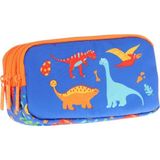 Kids Turuncu Mavi, Dinazorlar Temalı, Erkek Çocuk Üç Bölmeli Kalemlik/kalem Çantası - L8278 - Çok Renkli