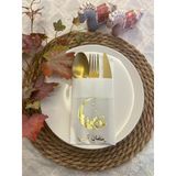 Kidspartim 12'li 40x40 cm Gold Yaldızlı Beyaz Arapça Ay Desenli Ramadan Kerim Cepli Peçete