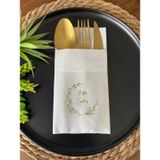 Kidspartim 12'li 40x40 cm Gold Yaldızlı Beyaz Better Together Cepli Peçete