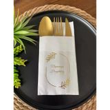 Kidspartim 12'li 40x40 cm Gold Yaldızlı Beyaz Çerçeveli Nişanımıza Hoşgeldiniz Cepli Peçete