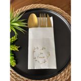 Kidspartim 12'li 40x40 cm Gold Yaldızlı Beyaz Kalp Çelenk Just Engaged Cepli Peçete