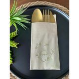 Kidspartim 12'li 40x40 cm Gold Yaldızlı Kraft Kalp Çelenk Just Engaged Cepli Peçete