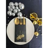 Kidspartim 12'li 40x40 cm Gold Yaldızlı Siyah Disco Topu Cepli Peçete