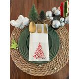 Kidspartim 12'li 40x40 cm Kırmızı Yaldızlı Beyaz Cepli Çam Ağacı Peçete