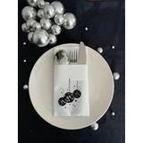 Kidspartim 12'li 40x40 cm Siyah Yaldızlı Beyaz Disco Topu Cepli Peçete