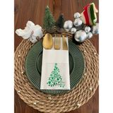 Kidspartim 12'li 40x40 cm Yeşil Yaldızlı Beyaz Cepli Çam Ağacı Peçete