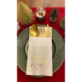 Kidspartim 12'li Gold Yaldızlı Yılbaşı Happy New Year Beyaz Renkli Kağıt Cepli Peçete