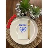 Kidspartim 16'lı Mavi Yaldızlı Beyaz hello Baby Ayaklı Peçete