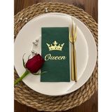 Kidspartim Gold Yaldızlı Yeşil Queen Taç Detaylı Peçete 16 Adet
