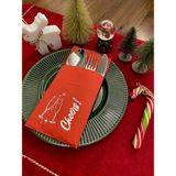 Kidspartim Gümüş Kırmızı Cepli Aır Touch Yılbaşı Cheers Modeli Peçete 12 Adet 40 x 40 cm