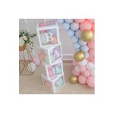 Kidspartim Şeffaf Kutu Baby Yazılı Harf Beyaz 25 cm Balon Hediyeli
