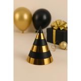 kidspartim Siyah Üzerine Gold Çizgili Karton Şapka 20 cm