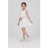 KİDSPİTİRCİK KIZ ÇOCUK BEYAZ ASKILI CROP BADİ, ŞORT ETEKLİ TAKIM