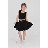 KİDSPİTİRCİK KIZ ÇOCUK SİYAH ASKILI CROP BADİ, ŞORT ETEKLİ TAKIM
