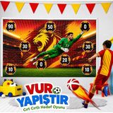 Kidstoria Sarı Kırmızı Taraftar Vur Yapıştır Dart Futbol Oyunu 2+ Yaş Eğlenceli Hedef Oyunu Kumaş Malzeme - Sarı - Kırmızı