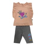 kidsy co. bebe&çocuk Mebs Clothing Co Bebe Çocuk, Kız Bebek 2'li Tayt Takım, Kalp Baskılı (6-9 Ay)