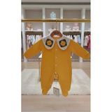 Kidzes Çiçek Örgü Yakalı 0-3 Ay Patikli Tulum Kız Bebek