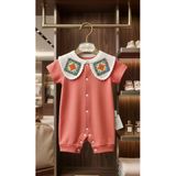 Kidzes Çiçek Örgü Yakalı Tulum 3-6 Ay Kız Bebek