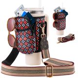 KieKuky 40 oz Saplı Bardak için Askılı Su Şişesi Tutacağı, Telefon Cepli Stanley Kupası Taşıma Çantası, Kanvas Omuz Askısı, Spor ve Dış Mekan için Stanley Kupası Aksesuarları