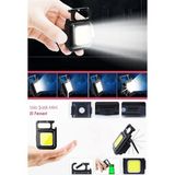 Kiesa Mini Şarj Edilebilir Led, Anahtarlık LED Şişe Açacağı Mıknatıslı Usb’li Cob LED Kamp Feneri - Siyah