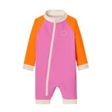Kietla Pink Red, UPF 50+, UV Korumalı ve Sensörlü, Pembe Turuncu Tek Parça Bebek Mayo (6-12 Ay)