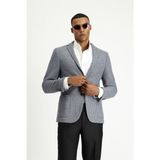 Kiğılı 4 Drop Relaxed Fit Rahat Kesim Yünlü Çizgili Spor Örme Ceket - 68 - Relax Fit - Indigo