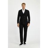 Kiğılı 6 Drop Regular Fit Standart Kesim Mevsimlik Kruvaze Takım Elbise - Siyah - 48