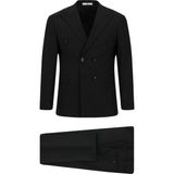 Kiğılı 7 Drop Slim Fit Dar Kesim Çizgili Kruvaze Takım Elbise - Siyah - Regular Fit - 58