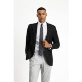 Kiğılı 7 Drop Slim Fit Dar Kesim Desenli Yünlü Italyan Ceket - 54 - Siyah