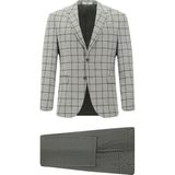 Kiğılı 7 Drop Slim Fit Dar Kesim Kareli Kombinli Takım Elbise - 56 - Orta Füme - Slim Fit Kalıp