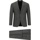 Kiğılı 7 Drop Slim Fit Dar Kesim Kareli Takım Elbise - Koyu Füme - 50 - Slim Fit Kalıp