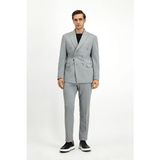 Kiğılı 7 Drop Slim Fit Dar Kesim Mevsimlik Kruvaze Takım Elbise - Açık Gri - Slim Fit Kalıp - 50