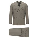 Kiğılı 7 Drop Slim Fit Dar Kesim Pamuklu Lyocell Kruvaze Takım Elbise - Bej
